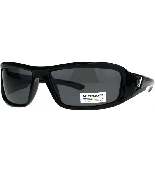 Sport Polarized Futuristic Aerodynamic Warp Sport Mens Sunglasses - Black Silver - CE189URIELR $22.20