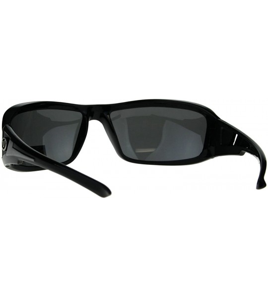 Sport Polarized Futuristic Aerodynamic Warp Sport Mens Sunglasses - Black Silver - CE189URIELR $22.20