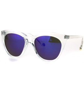 Cat Eye Womens Cat Eye Horned Tip Gothic Large Chic Diva Plastic Sunglasses - Clear Blue - CZ184MX3ORH $24.09