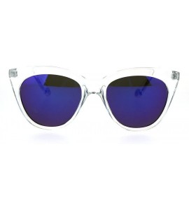 Cat Eye Womens Cat Eye Horned Tip Gothic Large Chic Diva Plastic Sunglasses - Clear Blue - CZ184MX3ORH $24.09