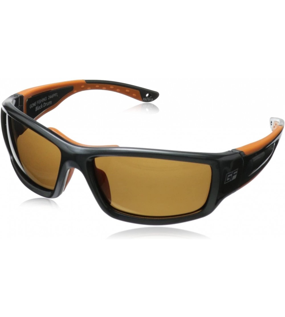 Sport Sunglasses Black Drum 244 Polarized Wrap Sungalsees - Metallic Grey & Orange - C411GI4U059 $63.72