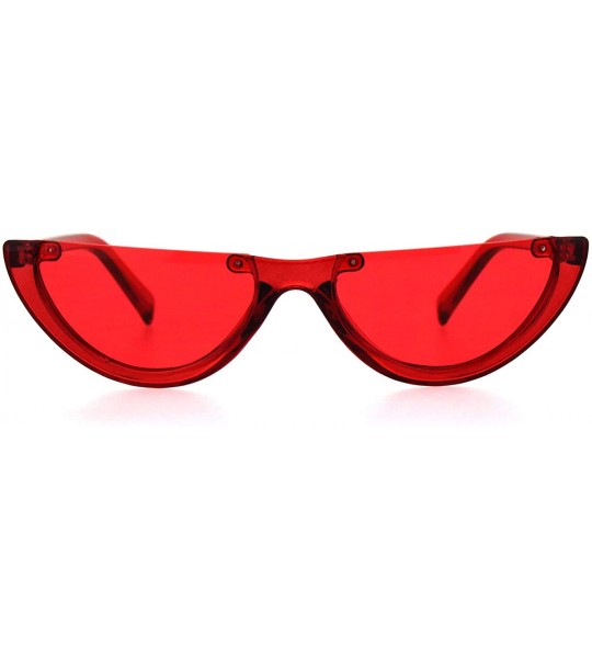 Cat Eye Womens Cropped Flat Top Retro Cat Eye Fashion Sunglasses - Red - CZ18HGD7YDZ $19.72