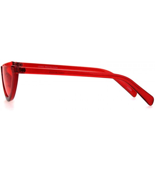 Cat Eye Womens Cropped Flat Top Retro Cat Eye Fashion Sunglasses - Red - CZ18HGD7YDZ $19.72