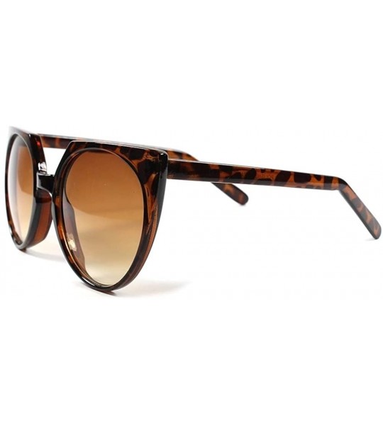 Cat Eye Vintage Retro Fashioned Womens Oversized Round Cat Eye Sunglasses - Tortoise - C6189AN9KYO $22.61