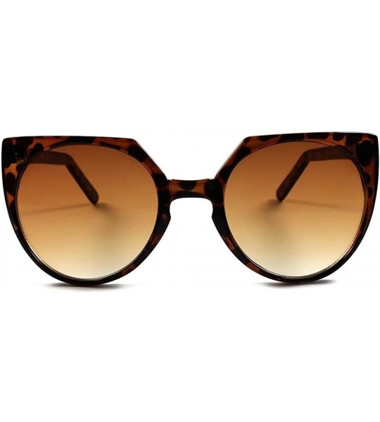 Cat Eye Vintage Retro Fashioned Womens Oversized Round Cat Eye Sunglasses - Tortoise - C6189AN9KYO $22.61