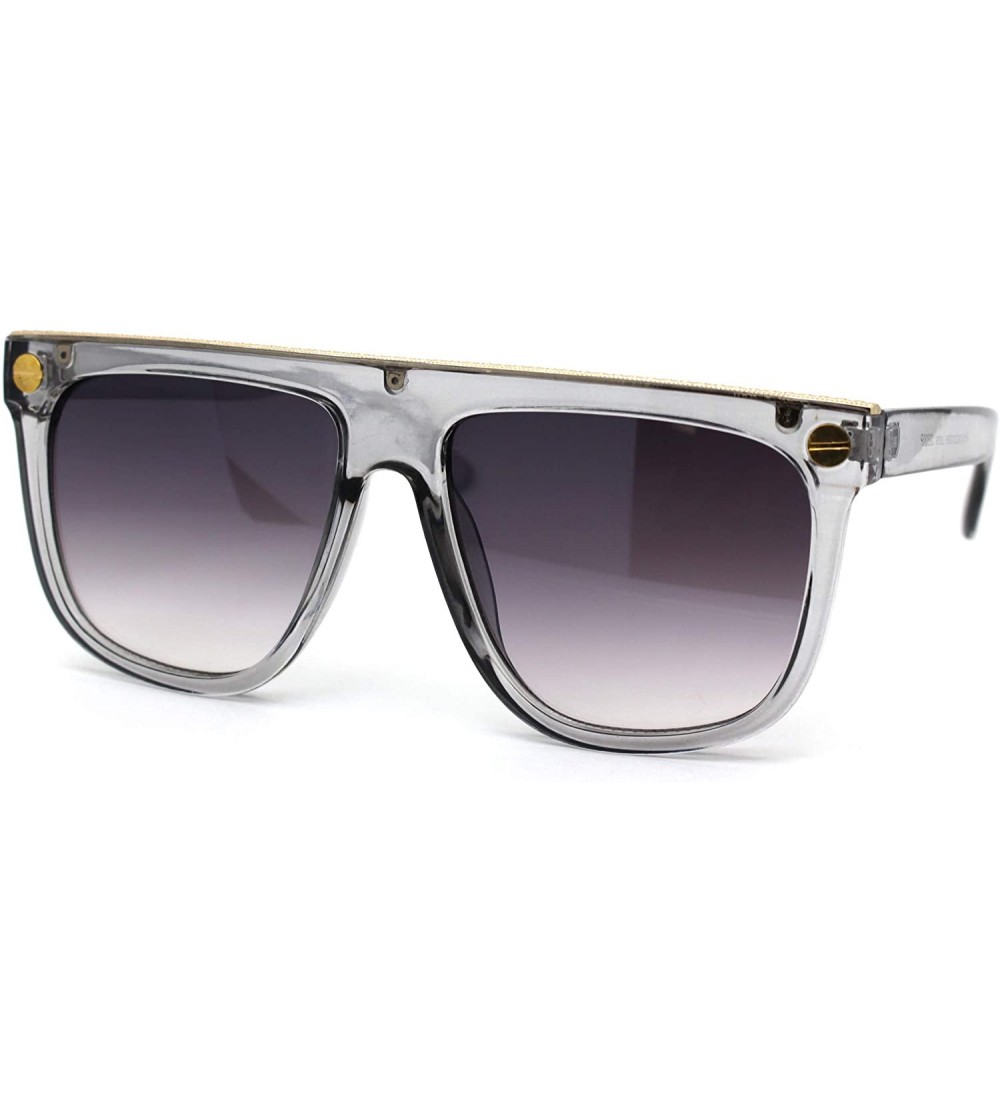 Rectangular Mens Metal Flat Top Trim Luxury Mafia Mob Sunglasses - Slate Smoke - CH18Z3K3ZUT $19.23