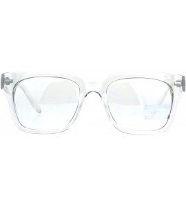 Rectangular Mens Luxury Designer Horned Rim Hipster Nerdy Clear Lens Eye Glasses - Clear - CU188LM7OUD $19.01