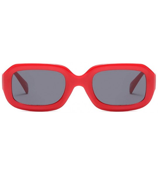 Oval Men women Vintage Retro Rectangle sunglasses Neutral Colored Lens 50mm - Red - CY18DWD7WRZ $19.45