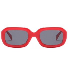 Oval Men women Vintage Retro Rectangle sunglasses Neutral Colored Lens 50mm - Red - CY18DWD7WRZ $19.45