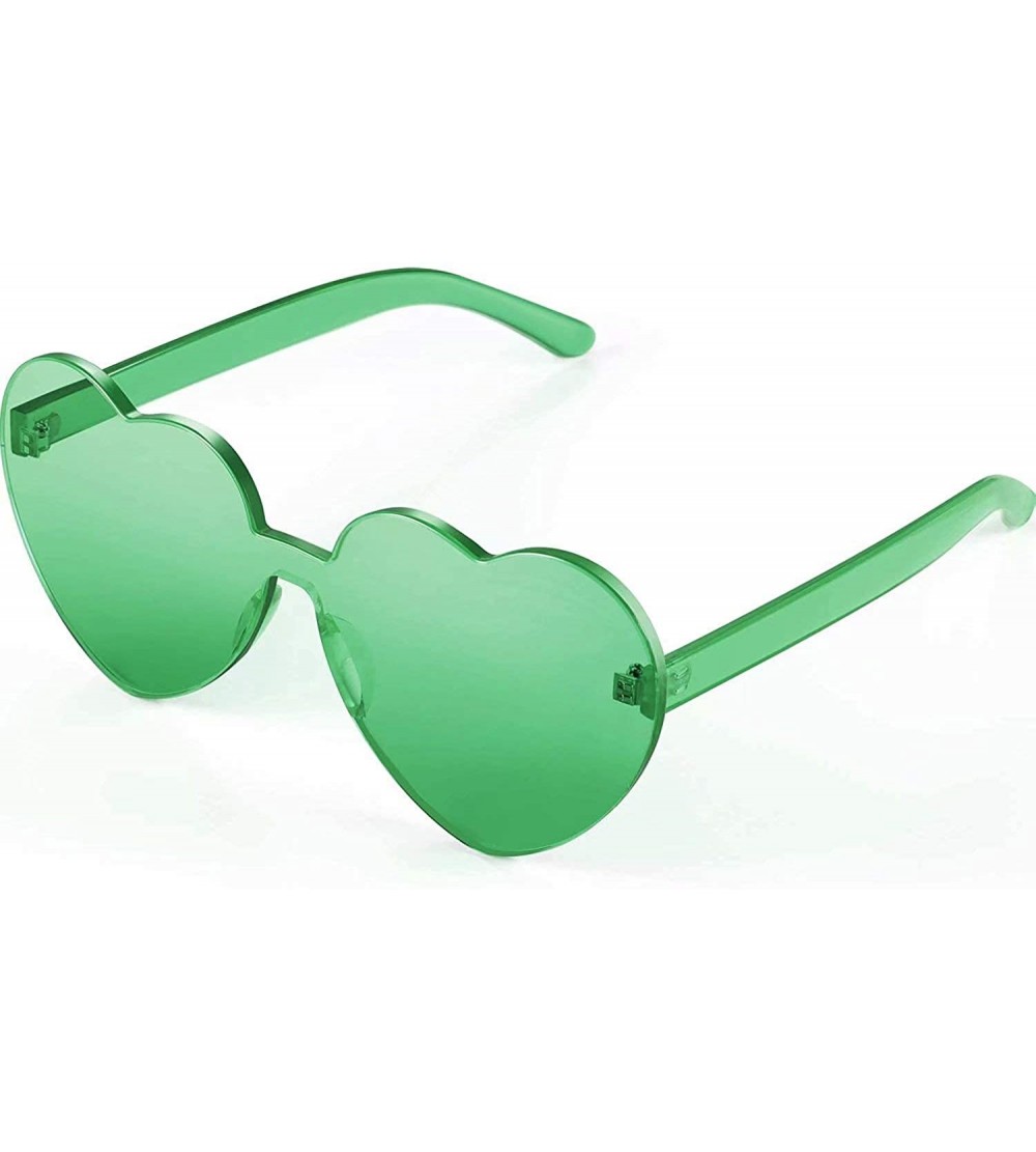 Rimless Love Heart Shape Sunglasses Transparent Party Sunglasses UV Protection Candy Color - Green - C6199XALRE8 $17.70