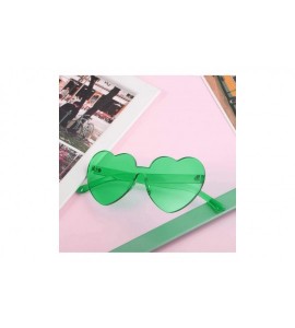 Rimless Love Heart Shape Sunglasses Transparent Party Sunglasses UV Protection Candy Color - Green - C6199XALRE8 $17.70