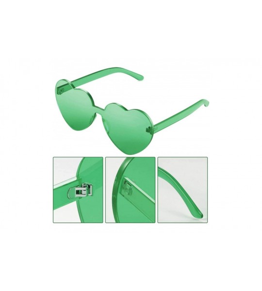 Rimless Love Heart Shape Sunglasses Transparent Party Sunglasses UV Protection Candy Color - Green - C6199XALRE8 $17.70