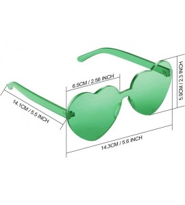 Rimless Love Heart Shape Sunglasses Transparent Party Sunglasses UV Protection Candy Color - Green - C6199XALRE8 $17.70