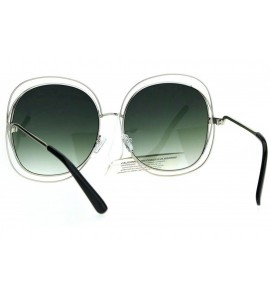 Butterfly Womens Scribble Multi Wire Rim Oversize Gradient Butterfly Diva Sunglasses - Silver Green Smoke - C117AA6Q2GL $25.94