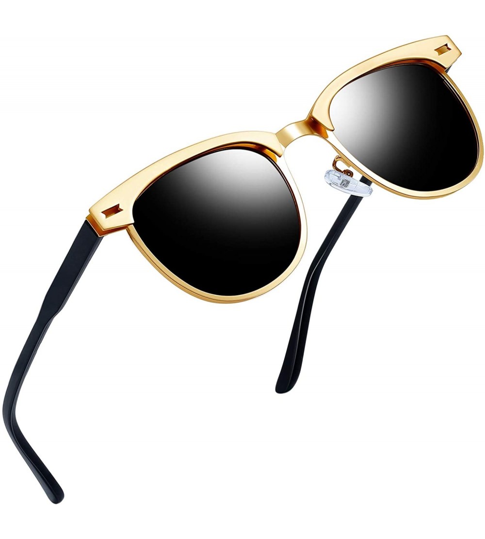 Semi-rimless Semi Rimless Polarized Sunglasses Women Men Retro Brand Sun Glasses - Gold Metal Frame - CI18546749Q $29.47