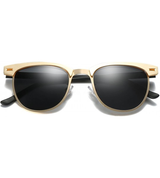 Semi-rimless Semi Rimless Polarized Sunglasses Women Men Retro Brand Sun Glasses - Gold Metal Frame - CI18546749Q $29.47