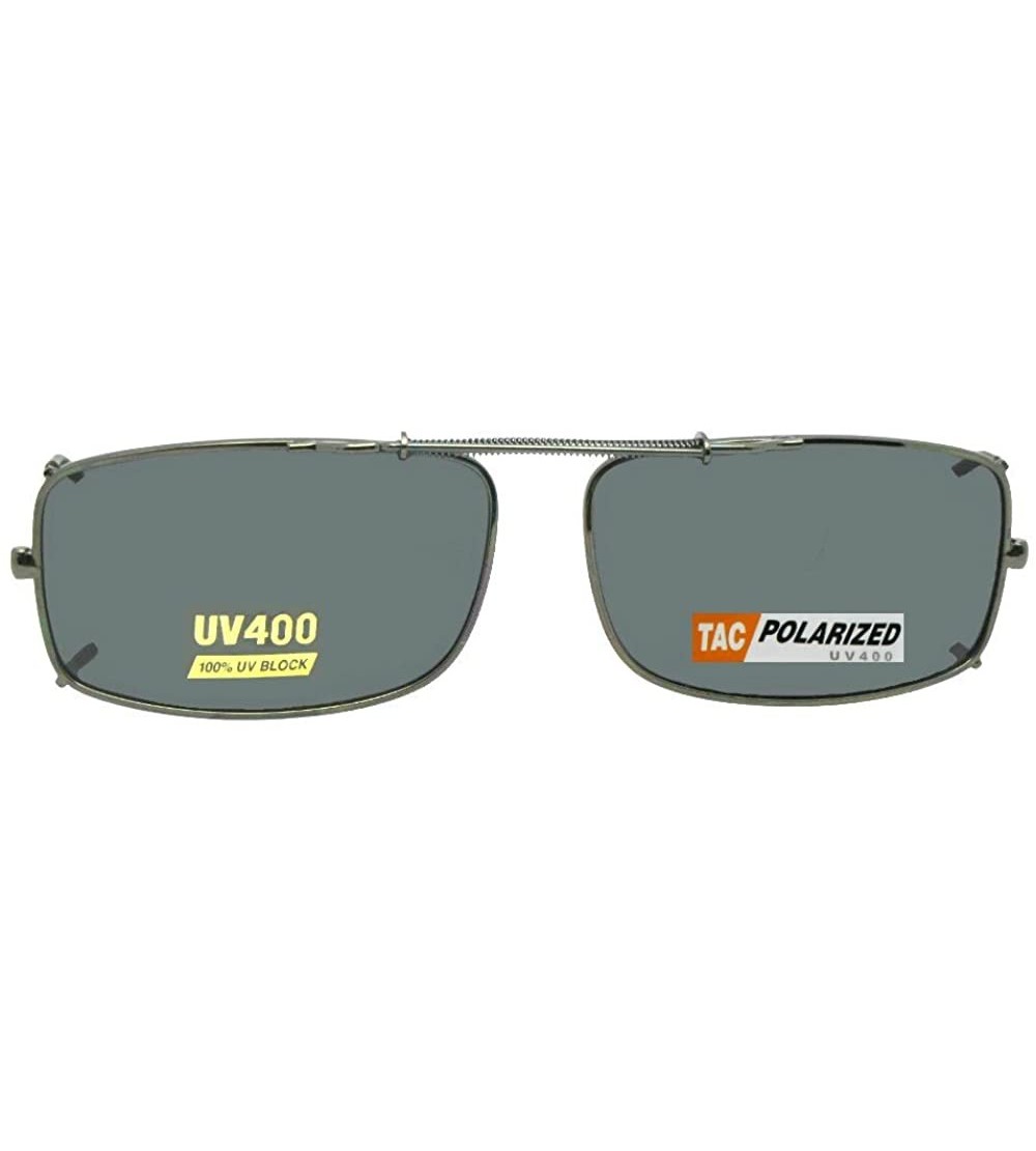 Round Slim Rectangle Polarized Clip on Sunglasses - Pewter-polarized Gray Lens - CY189OCEWYC $30.61