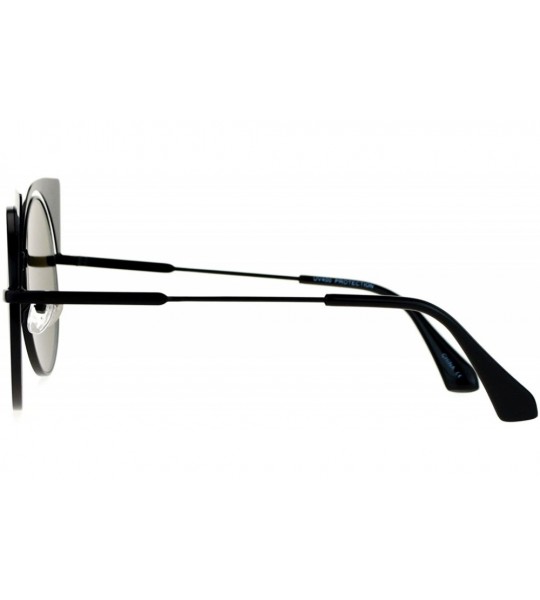 Round Colored Mirror Runway Round Circle Lens Cateye Goth Sunglasses - Black Blue - CM12K07SFNX $23.89