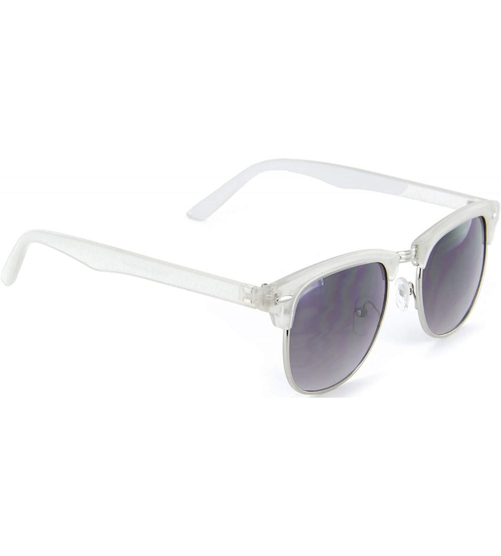 Semi-rimless Men Women Retro Sunglasses Half Frame UV Protection MJ80342 - Clear Ivory - CN11E9PPXOR $18.64