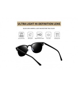 Oversized Semi Rimless Polarized Sunglasses for Women Men- Unisex Sunglasses with Half Frame - Shiny Black - CC18R55KYRD $19.37