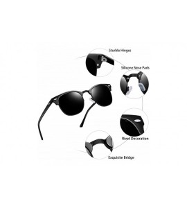 Oversized Semi Rimless Polarized Sunglasses for Women Men- Unisex Sunglasses with Half Frame - Shiny Black - CC18R55KYRD $19.37