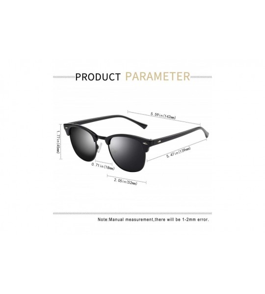 Oversized Semi Rimless Polarized Sunglasses for Women Men- Unisex Sunglasses with Half Frame - Shiny Black - CC18R55KYRD $19.37