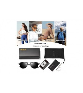 Oversized Semi Rimless Polarized Sunglasses for Women Men- Unisex Sunglasses with Half Frame - Shiny Black - CC18R55KYRD $19.37