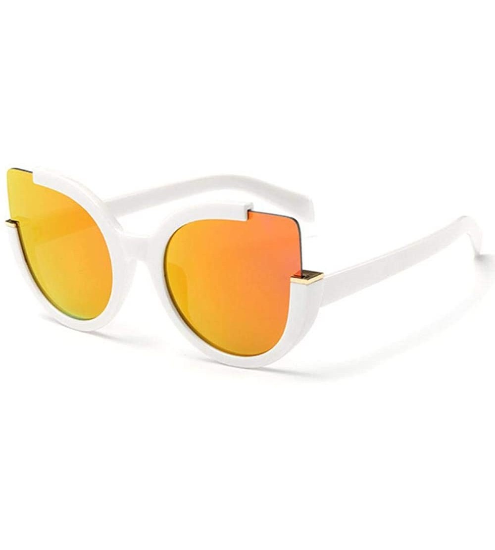 Aviator Cat Eye Sunglasses For Women Retro Glasses Men Luxury Brand Designer Purple - White - CJ18YZWE3YL $16.88
