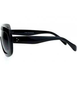 Shield Futuristic Robotic Thick Plastic Shield Runway Sunglasses - All Black - C612N6KOE6W $17.72