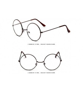 Round Fashion Oval Round Clear Lens Glasses Vintage Geek Nerd Retro Style Metal - Brown - CW18SCLKIQ5 $13.94