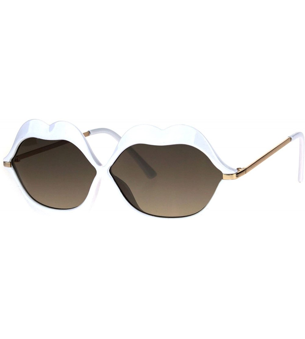 Oval Lip Shape Sunglasses Lips Kiss Womens Cute Fashion Shades UV 400 - White - CY1863ZW9O5 $19.60