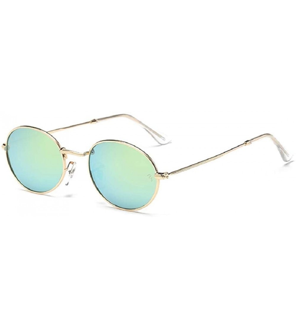Oval Oval Sunglasses Vintage Round for Men and Women Metal Frame Tiny Sun - Gold & Gold - CT18R8WHHYU $16.28