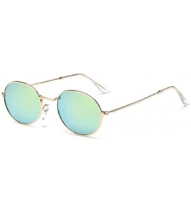 Oval Oval Sunglasses Vintage Round for Men and Women Metal Frame Tiny Sun - Gold & Gold - CT18R8WHHYU $16.28