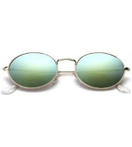 Oval Oval Sunglasses Vintage Round for Men and Women Metal Frame Tiny Sun - Gold & Gold - CT18R8WHHYU $16.28