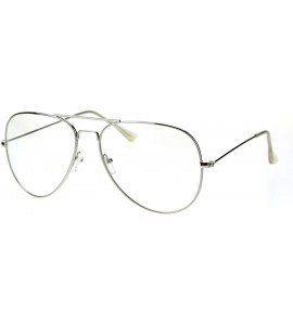 Oversized Trendy Oversized Officer Style Tear Drop Shape Metal Clear Lens Eyeglasses - Shiny Silver - CK18THI3Y8K $20.01