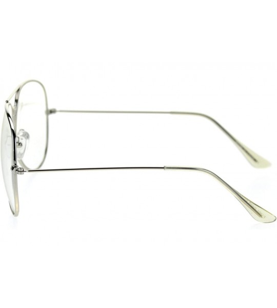 Oversized Trendy Oversized Officer Style Tear Drop Shape Metal Clear Lens Eyeglasses - Shiny Silver - CK18THI3Y8K $20.01