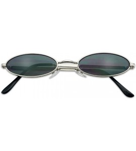 Oversized Small Oval Vintage Sunglasses Slender Metal Frame Retro Steampunk Shades - Silver Frame - C518EUR5OOG $20.47