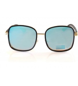 Round Oversize Side Shield Steampunk Square Gradient Mirror Sunglasses A227 - Black Blue Rv - C018HYCYX48 $28.04