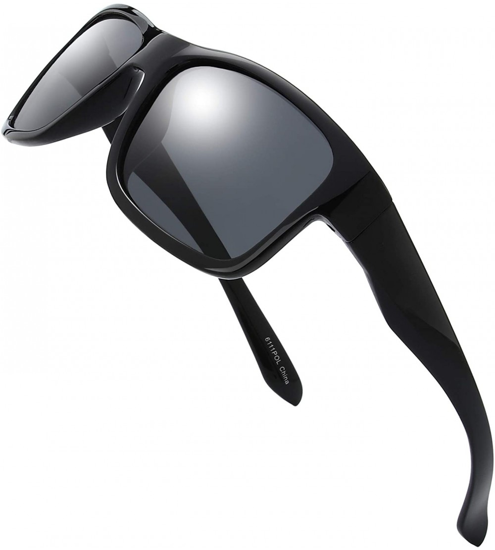Square Polarized Sunglasses for Men Women Driving Fishing Unisex Vintage Rectangular Sun Glasses - 3-black - CG18SRXDIQQ $24.55