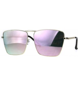 Rectangular Womens Color Mirror Oversize Metal Rim Rectangular Sunglasses - Gold Pink - C4180GETL6E $23.10