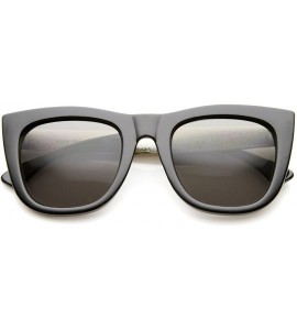 Wayfarer High Fashion Alligator Metal Temple Bold Rimmed Flat Top Sunglasses - Black-silver / Smoke - CZ12G0JF1WN $18.94