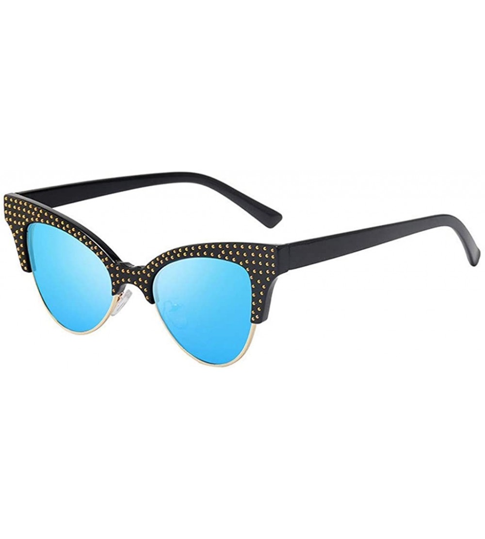 Cat Eye New Women Vintage Cat Eye Sunglasses Retro Casual Fashion Eyewear Sunglasses - Blue - CF18SX89XSK $18.18