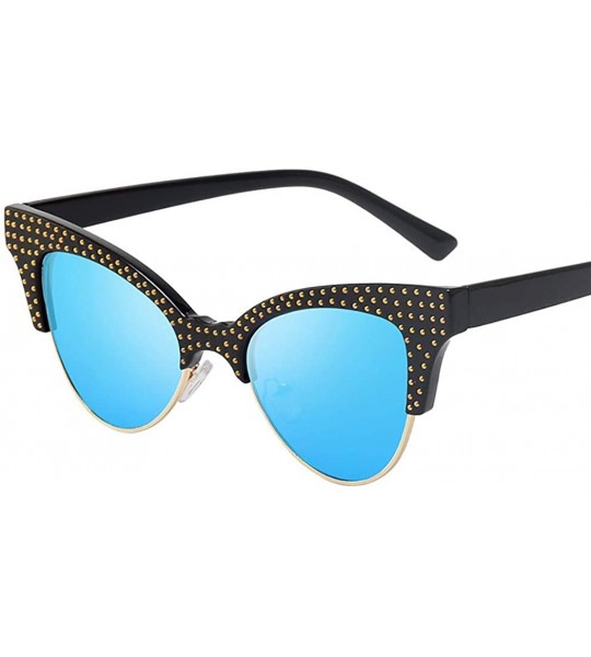 Cat Eye New Women Vintage Cat Eye Sunglasses Retro Casual Fashion Eyewear Sunglasses - Blue - CF18SX89XSK $18.18