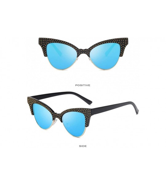 Cat Eye New Women Vintage Cat Eye Sunglasses Retro Casual Fashion Eyewear Sunglasses - Blue - CF18SX89XSK $18.18