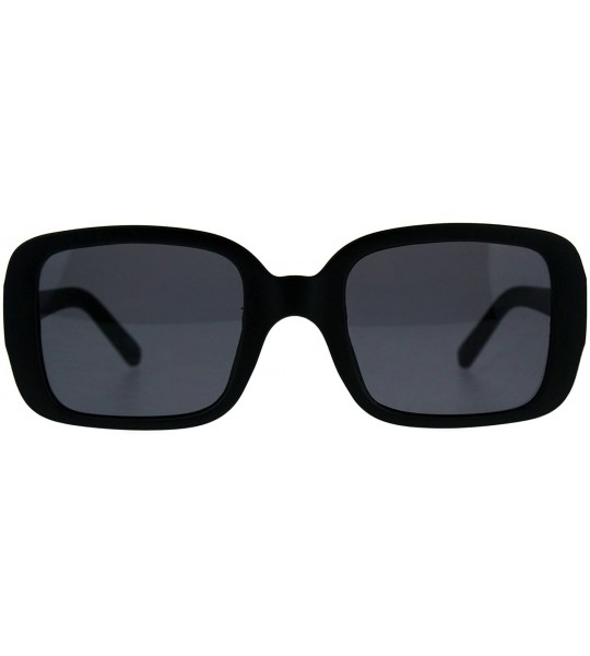 Rectangular Mod Women Rectangular Plastic Retro Sunglasses - Matte Black - CJ18C7I4GRR $18.62