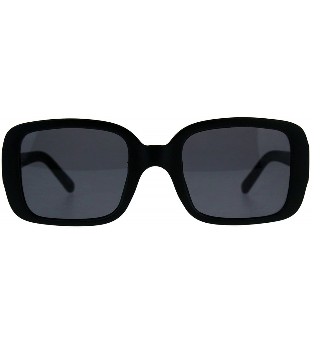 Rectangular Mod Women Rectangular Plastic Retro Sunglasses - Matte Black - CJ18C7I4GRR $18.62