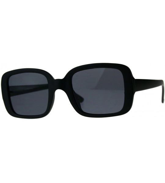 Rectangular Mod Women Rectangular Plastic Retro Sunglasses - Matte Black - CJ18C7I4GRR $18.62