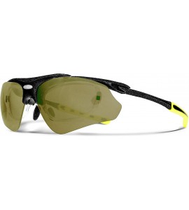 Sport Delta Shiny Black Tennis Sunglasses with ZEISS P310 Green Tri-flection Lenses - CW18KN72WYW $32.89