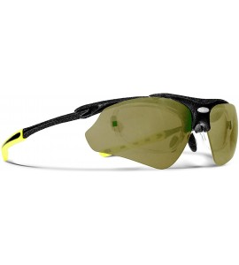 Sport Delta Shiny Black Tennis Sunglasses with ZEISS P310 Green Tri-flection Lenses - CW18KN72WYW $32.89