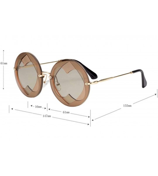 Round Stylish Fashion Womens Circle Round Heart Shape Party Sunglasses for Women 7011 - Brown - C718R6TDCAM $34.85